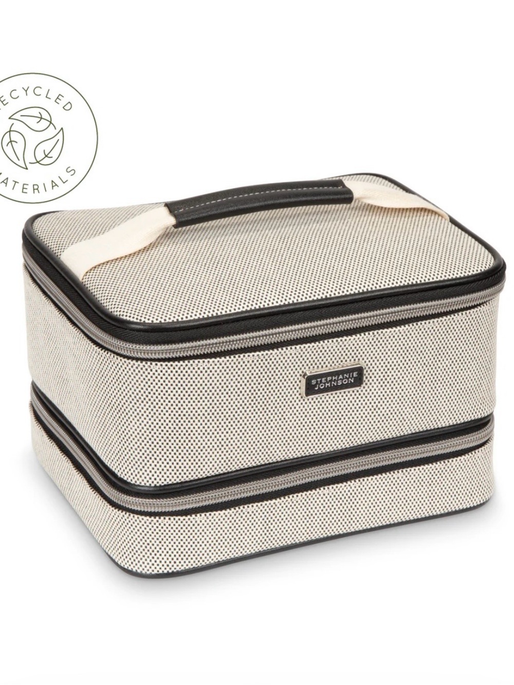 NWT Stephanie Johnson Cream and Black Jenny Train case